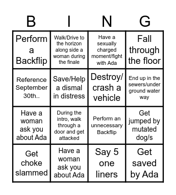 The Leon Kennedy expierence Bingo Card