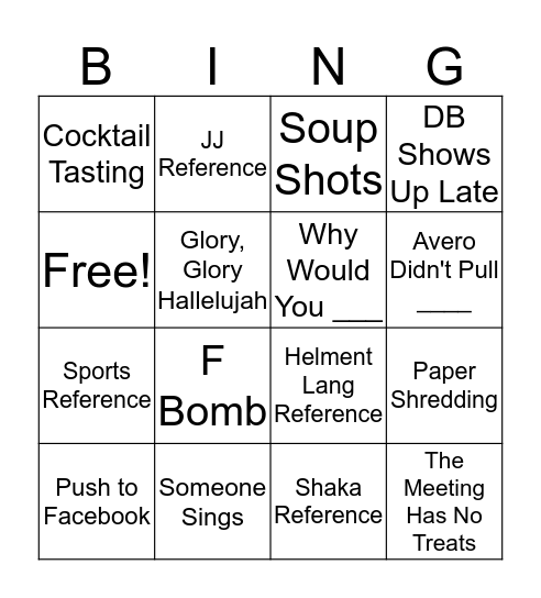 Ops Meeting Bingo Card