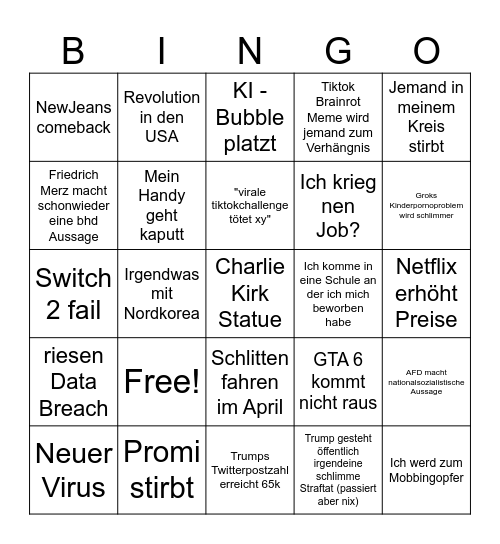 2026 Bingo Card