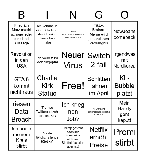 2026 Bingo Card