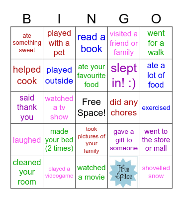 Welcome Back - Winter Break Bingo Card