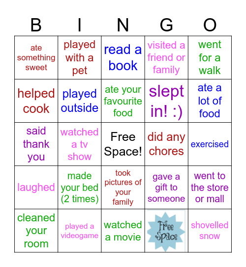 Welcome Back - Winter Break Bingo Card