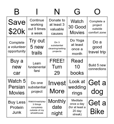 2026 Bingo Year Bingo Card