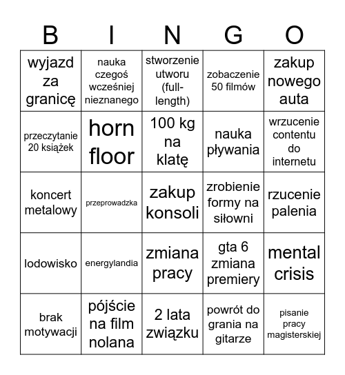 2026 Bingo Card