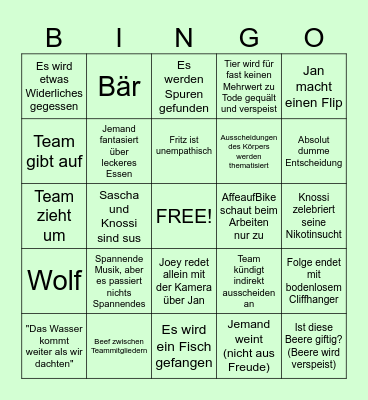 7 vs wild Bingo Card
