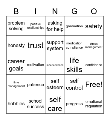 Goals Bingo Card