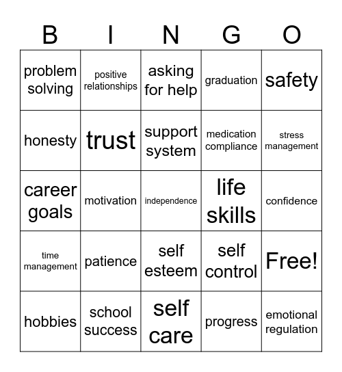 Goals Bingo Card