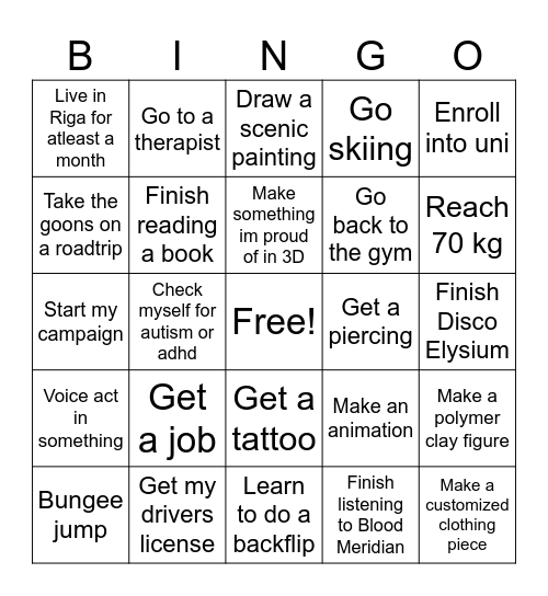 2026 Bingo Card