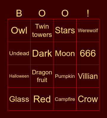 SPOOKY! Bingo Card