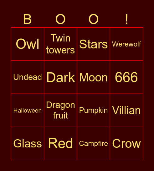 SPOOKY! Bingo Card