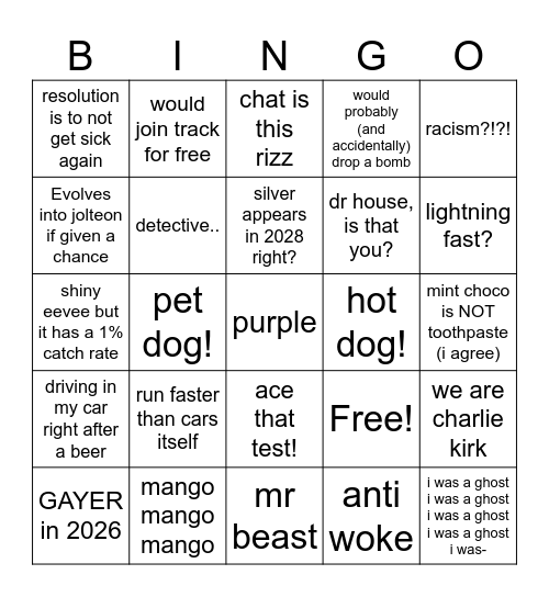 Addy Bingo Card