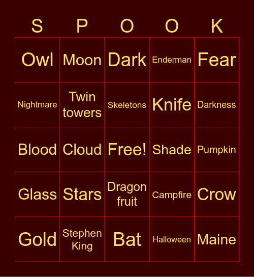 SPOOKY! Bingo Card