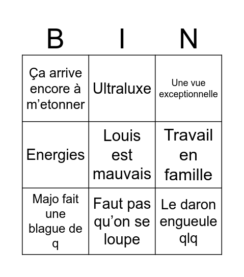 Agence Bingo Card