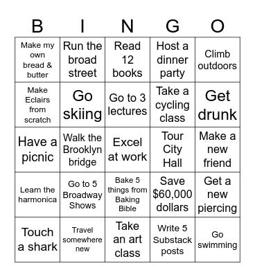 2026 Bingo Card