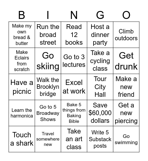 2026 Bingo Card