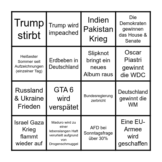 Bingo 2026 - Titus Bingo Card