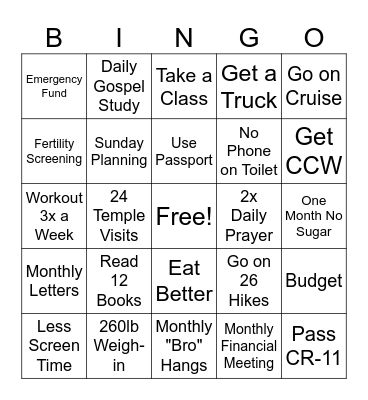 Ryan's 2026 Bingo Card