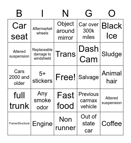VCA Bingo Card