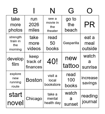 2026 Bingo Card