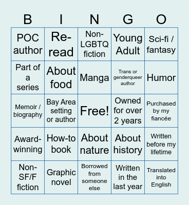 Book Bingo 2026 Bingo Card