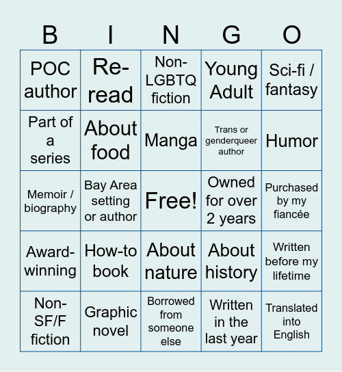 Book Bingo 2026 Bingo Card