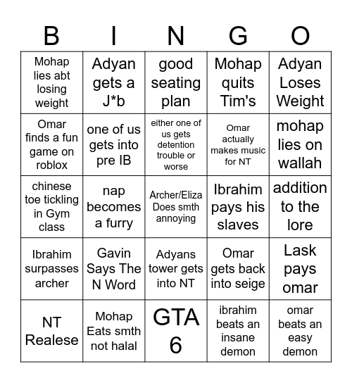 Loaity Nap 2026 Bingo Board Bingo Card