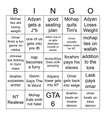 Loaity Nap 2026 Bingo Board Bingo Card