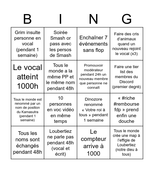 BINGO GÉRA GÉRA LAND Bingo Card