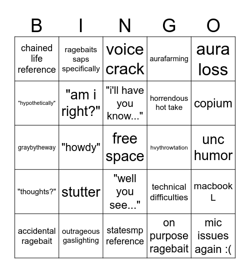 thomas5200 stream bingo Card