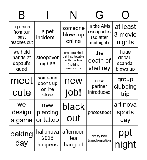 art nova 2026 Bingo Card