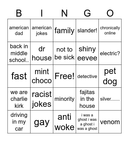 addy Bingo Card
