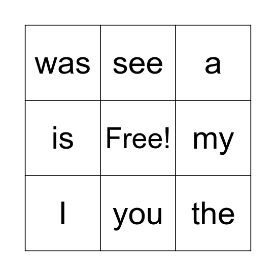 Pink Sight Words Bingo Card