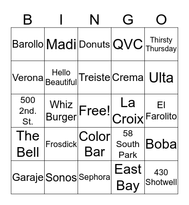 Madison Reed Bingo Card
