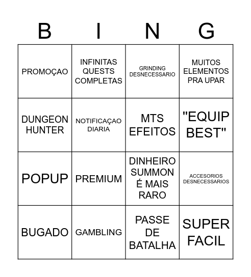 Bingo de jogo mobile Bingo Card
