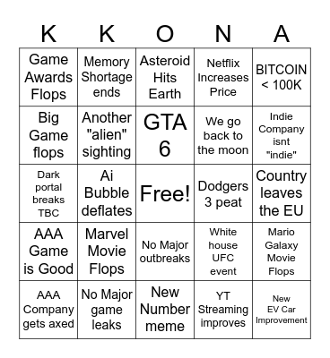 2026 Bingo Card