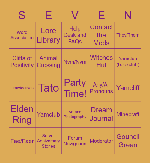 SSS DISCORD 7th ANNIVERSARYTIME Bingo Card