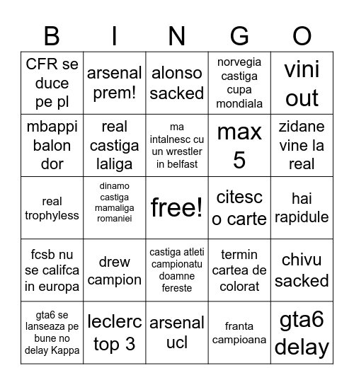 2026 bingo Card