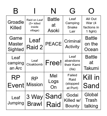 Mist Daily Bingo Card