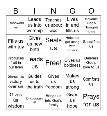The Holy Spirit Bingo Card