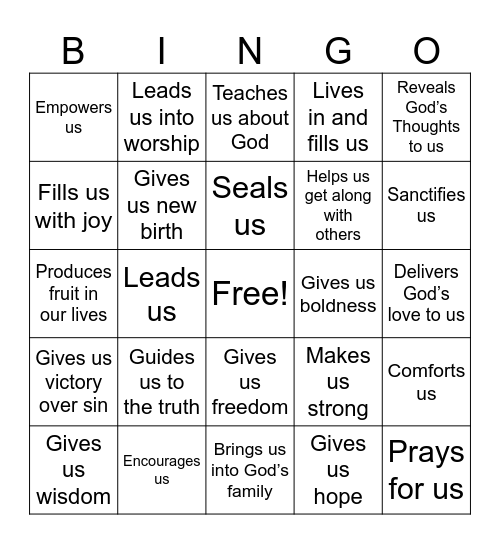 The Holy Spirit Bingo Card