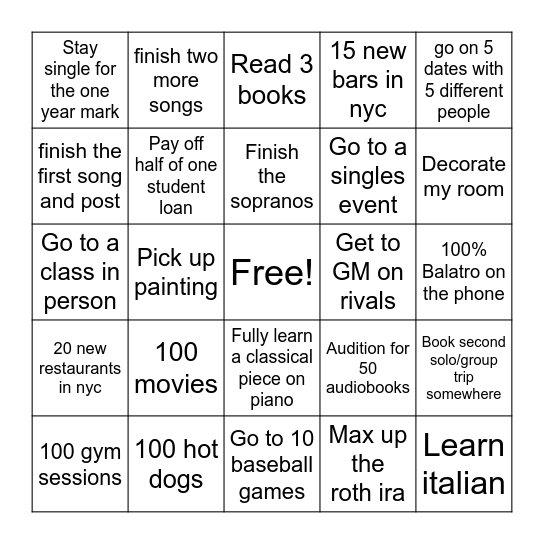 Bingo 2026 Bingo Card