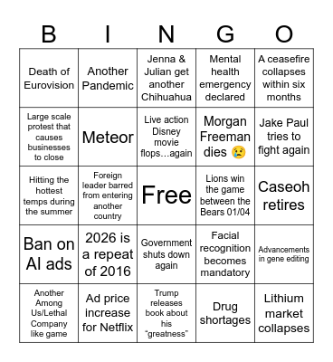 2026 BINGO Card