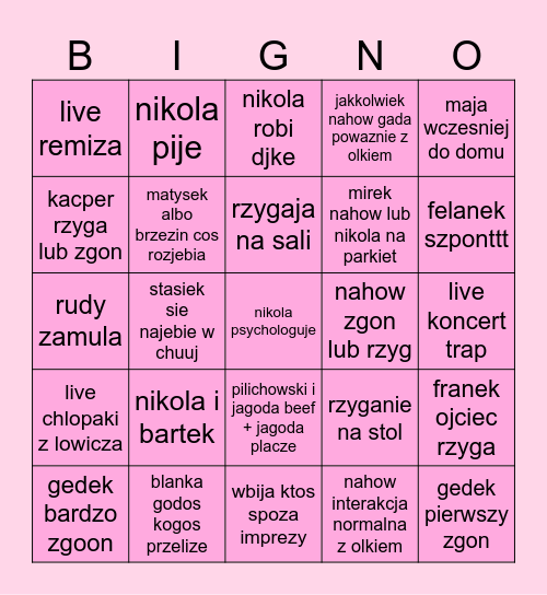szponcik Bingo Card