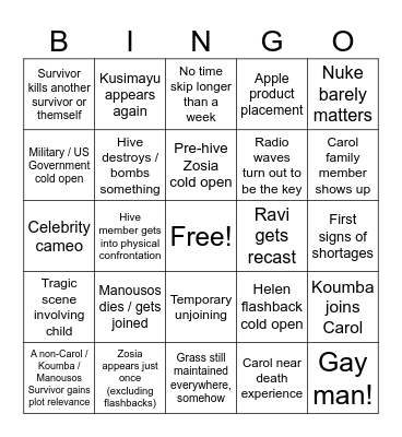 Pluribus Season 2 Bingo Card