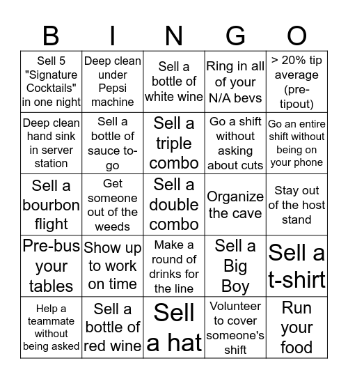 Server BINGO Card