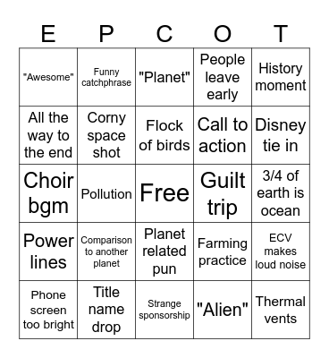 Awesome Planet Bingo Card