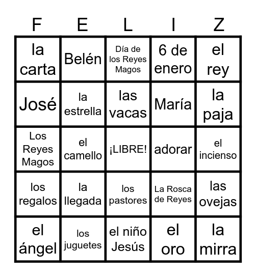 ¡FELIZ! Bingo Card