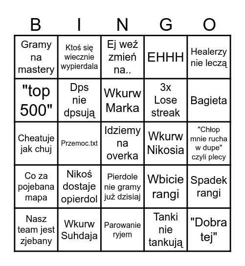 Overwatch Loop Bingo Card