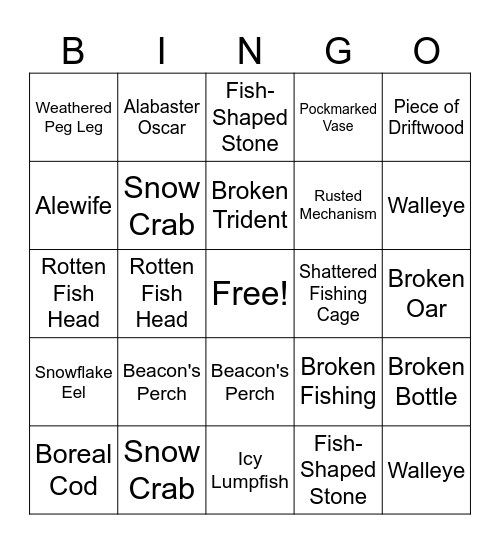 GW2 SHIVERPEAKS FISHING Bingo Card