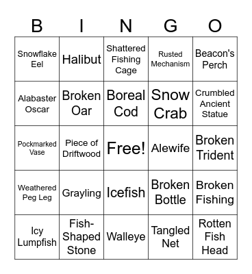 GW2 ICE FISHING BINGO Card
